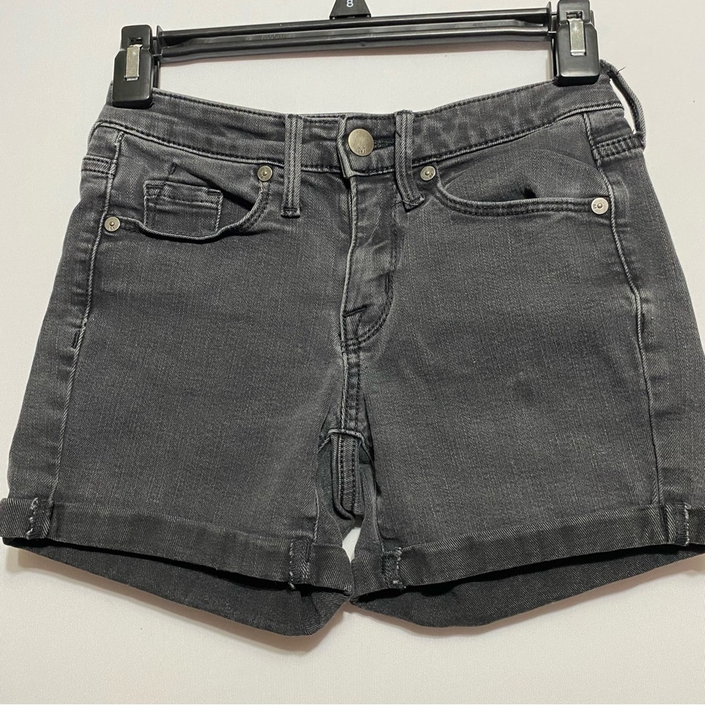 Mossimo Women's High Rise Midi Black Jean Denim Shorts Size 00 24 Waist
